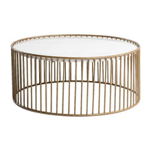 White Round Faux Marble Coffee Table with Metal Base and Modern Design