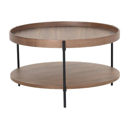 Brown Manufactured Wood Coffee Table with Iron Frame Sturdy Modern Design