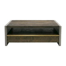 Brown Solid Wood and Concrete Coffee Table with Walnut Finish and Modern Design