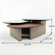 Brown Ceramic Top Coffee Table with Walnut Base, Sturdy Manufactured Wood Frame