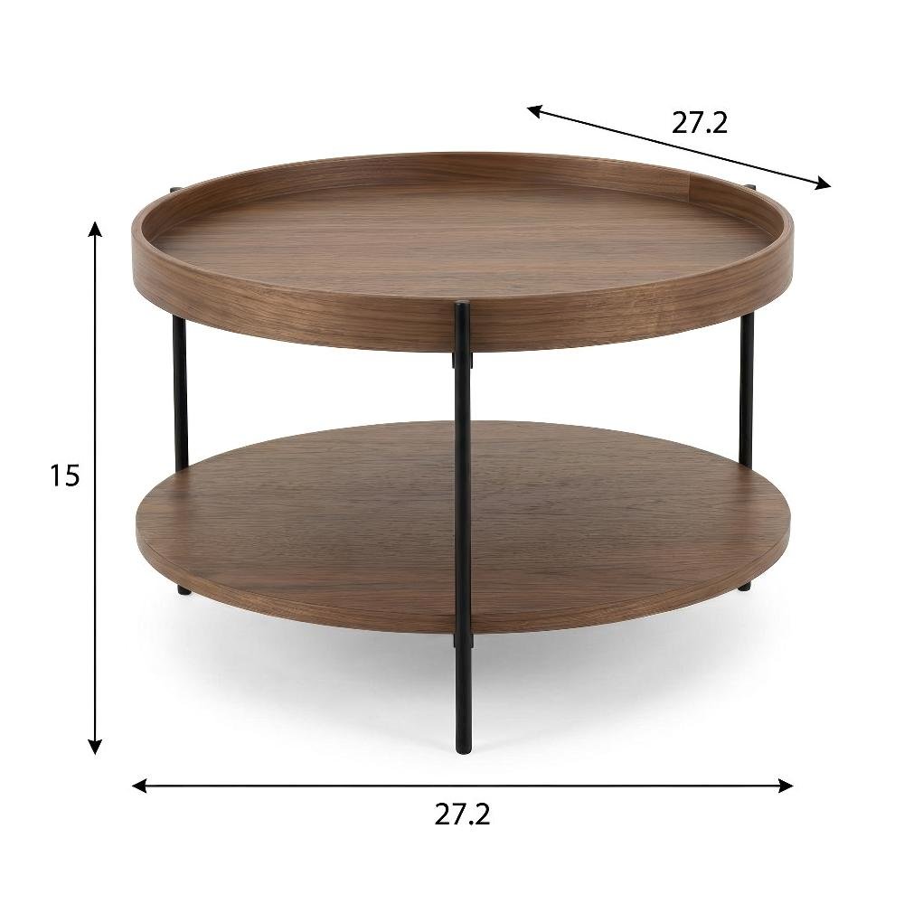 Brown Manufactured Wood Coffee Table with Iron Frame Sturdy Modern Design
