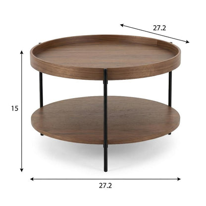 Brown Manufactured Wood Coffee Table with Iron Frame Sturdy Modern Design