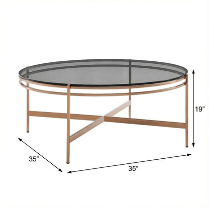 Glass Coffee Table Gold Frame with Stainless Steel Base and Modern Design