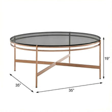 Glass Coffee Table Gold Frame with Stainless Steel Base and Modern Design