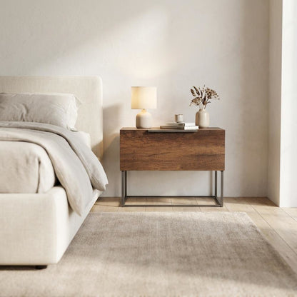 Walnut Nightstand with Modern Design and Compact Storage
