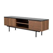 Walnut and Grey TV Stand with Modern Design and Engineered Wood Construction