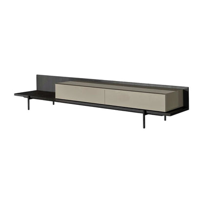 Modern Beige Walnut TV Stand with Engineered Wood Construction