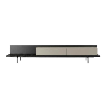 Modern Beige Walnut TV Stand with Engineered Wood Construction