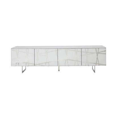 White Modern TV Stand with Engineered Wood Construction and Sleek Design
