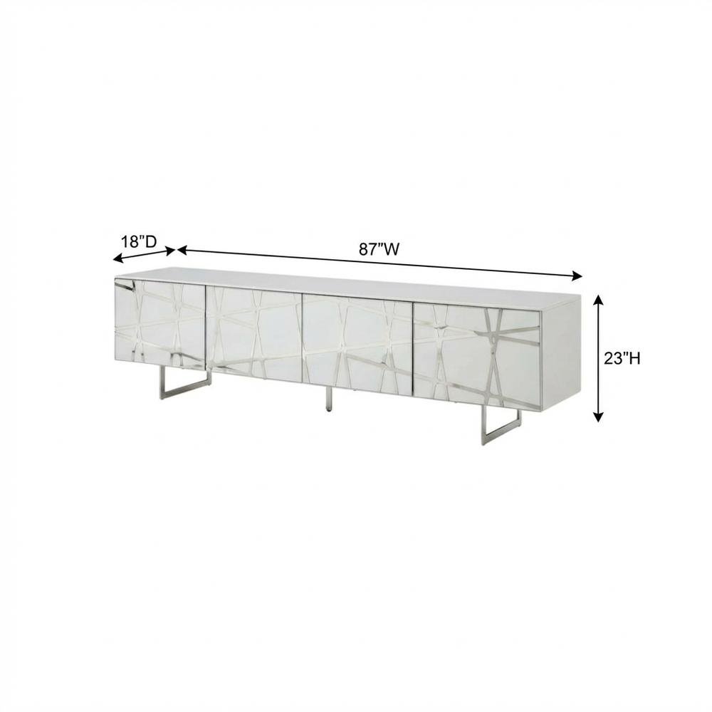 White Modern TV Stand with Engineered Wood Construction and Sleek Design