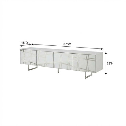 White Modern TV Stand with Engineered Wood Construction and Sleek Design