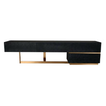 Black Ash TV Stand with Brushed Gold Accents and Engineered Wood