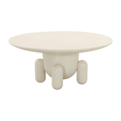 White Round Coffee Table Fiberglass Modern Accent Starlight Canyon Home