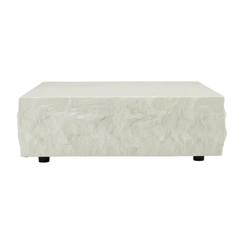 White Fiberglass Square Coffee Table with Modern Minimalist Design
