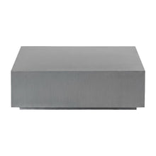 Gray Steel Coffee Table, Brushed Stainless Steel Top and Modern Design