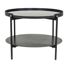 Black Metal Round Coffee Table with Marble Top and Modern Design