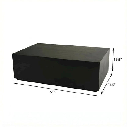 Concrete Coffee Table Black Modern Design Single Piece Durable Surface
