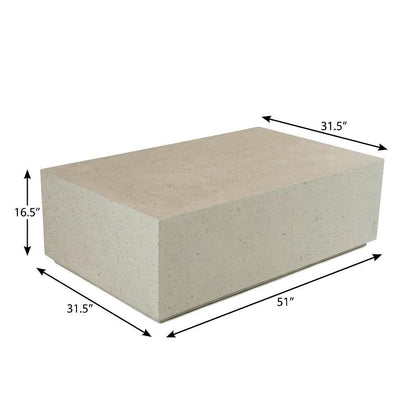 Beige Concrete Coffee Table with Terrazzo Finish and Modern Design Accent