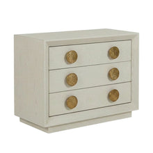 Cream Nightstand with Modern Design, Brushed Gold Accents, and Sleek Style