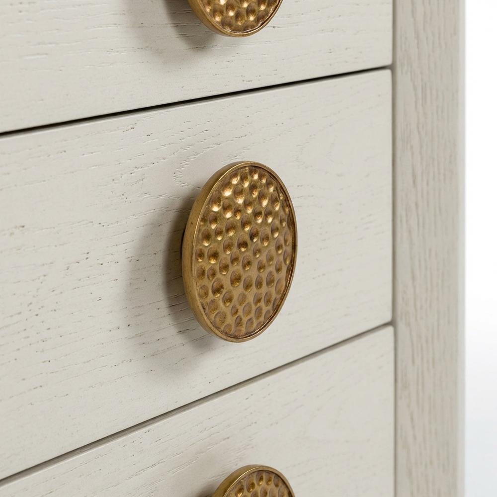 Cream Nightstand with Modern Design, Brushed Gold Accents, and Sleek Style