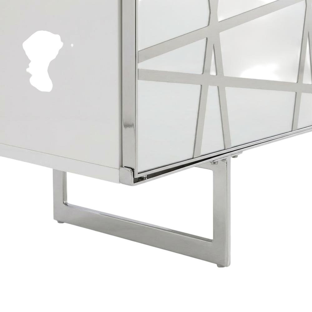 White Modern TV Stand with Engineered Wood Construction and Sleek Design