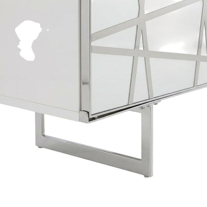 White Modern TV Stand with Engineered Wood Construction and Sleek Design