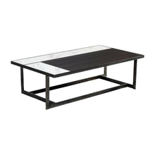 Brown Ceramic Coffee Table with Walnut Veneer and Metal Frame Modern Design