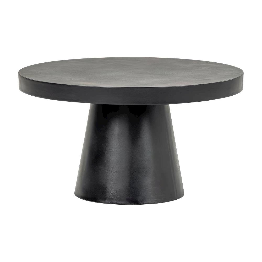 Black Concrete Round Coffee Table, Modern Minimalist Design, Solid Construction