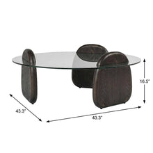 Brown Glass and Manufactured Wood Coffee Table with Dark Walnut Finish