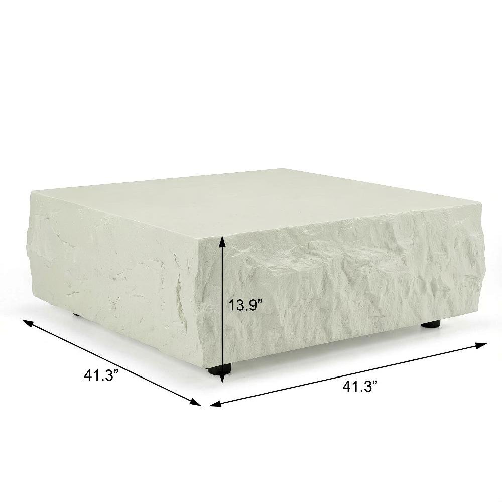 White Fiberglass Square Coffee Table with Modern Minimalist Design