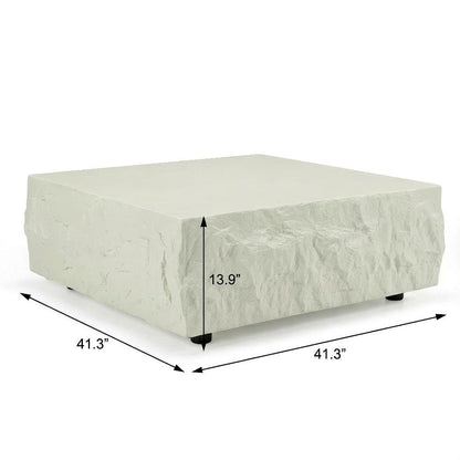 White Fiberglass Square Coffee Table with Modern Minimalist Design
