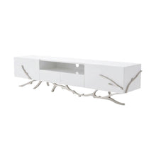 Modern White TV Stand with Engineered Wood Frame for Living Room