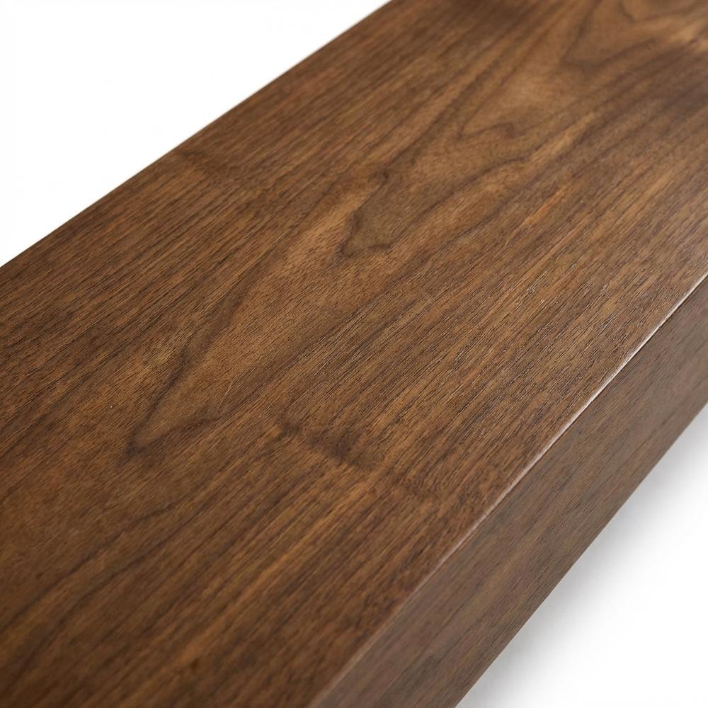Queen Bed Frame Walnut Veneer, Low Profile Bed With Floating Nightstands