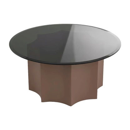 Black Round Coffee Table with Glass Top and MDF Base Durable Design
