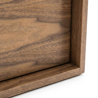 Modern Walnut Nightstand with Bottom Drawer and Storage Space