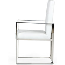 Luxury Dining Chair White Upholstered, Chair With Metal Legs and Leather Finish
