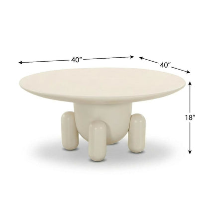 White Round Coffee Table Fiberglass Modern Accent Starlight Canyon Home