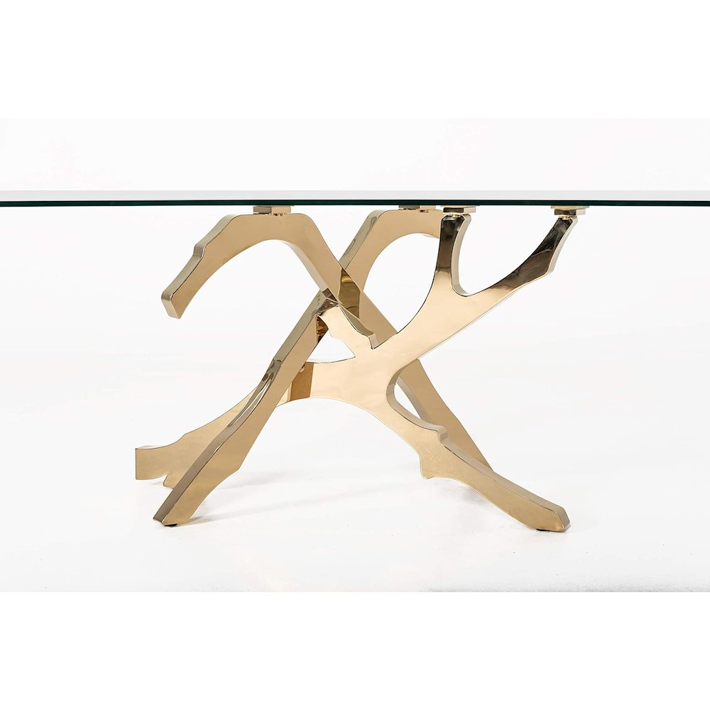 Glass Kitchen Table With Gold Base, Modern Dining Room Table For 6 People