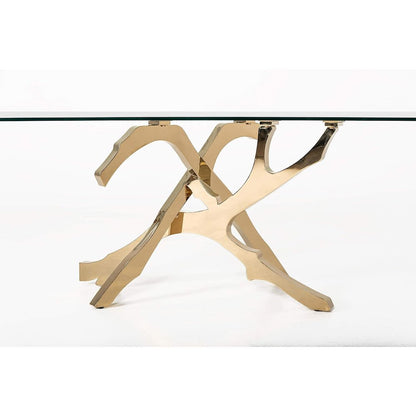 Glass Kitchen Table With Gold Base, Modern Dining Room Table For 6 People