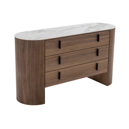 Modrest Chelton - Contemporary White Ceramic & Walnut Dresser