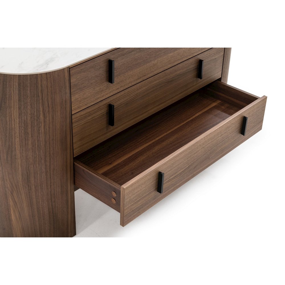 Modrest Chelton - Contemporary White Ceramic & Walnut Dresser