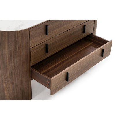 Modrest Chelton - Contemporary White Ceramic & Walnut Dresser