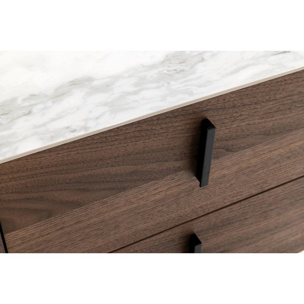 Modrest Chelton - Contemporary White Ceramic & Walnut Dresser