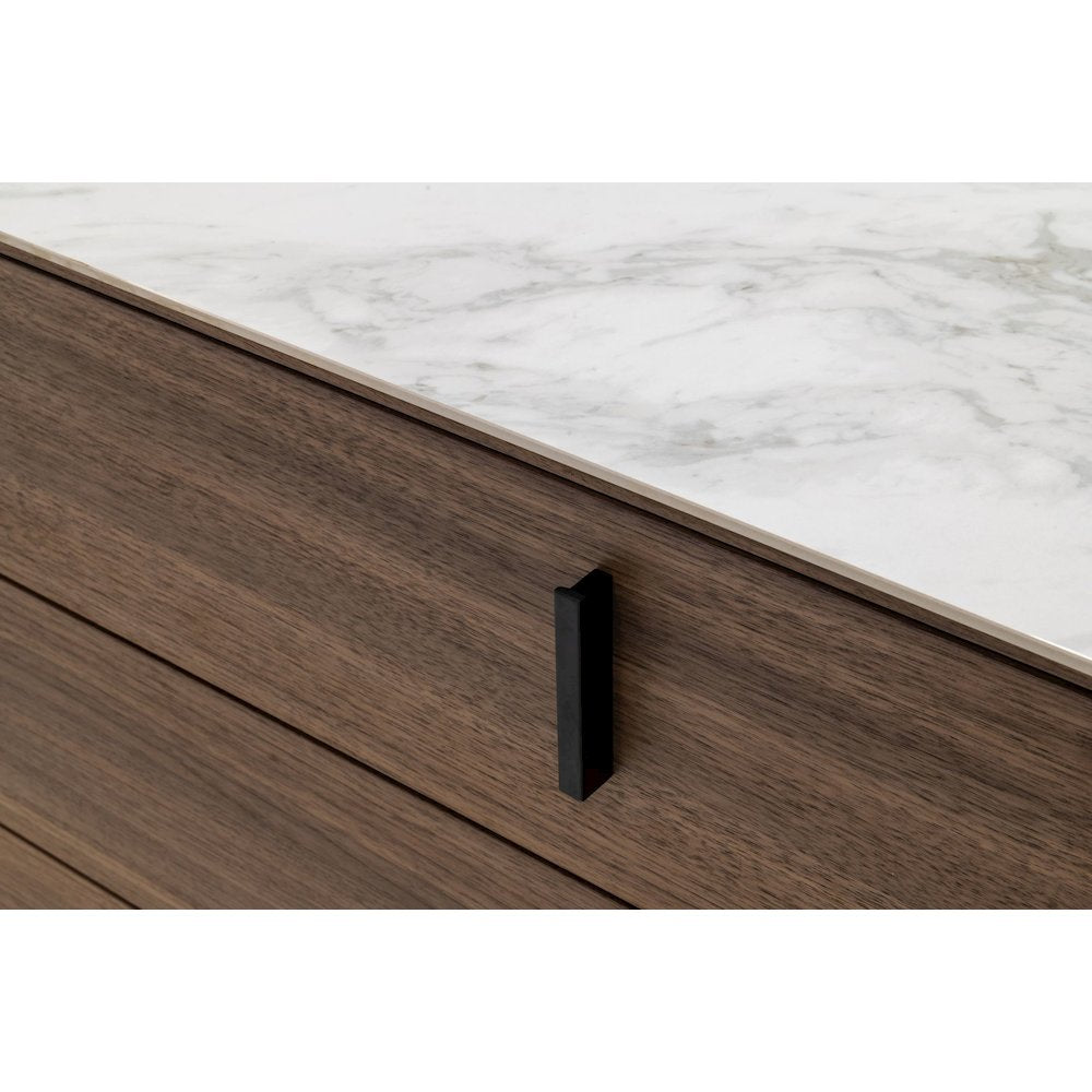 Modrest Chelton - Contemporary White Ceramic & Walnut Dresser