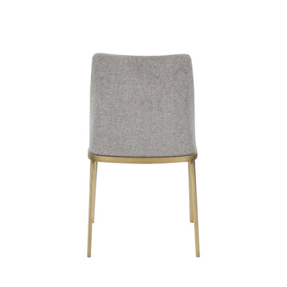 Modrest Brent- Contemporary Light Grey Fabric + Brass Dining Chair Set of 2