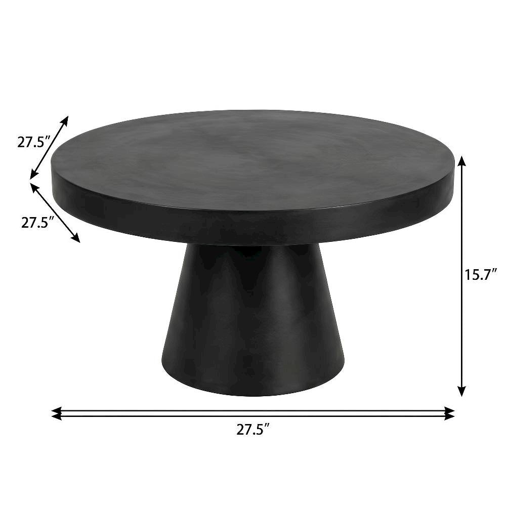 Black Concrete Round Coffee Table, Modern Minimalist Design, Solid Construction