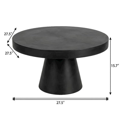 Black Concrete Round Coffee Table, Modern Minimalist Design, Solid Construction
