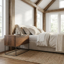 Walnut Nightstand with Modern Design and Compact Storage