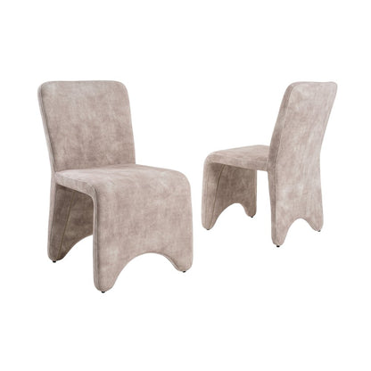 Modrest Ditka - Modern Beige Velvet Dining Chair (Set of 2)