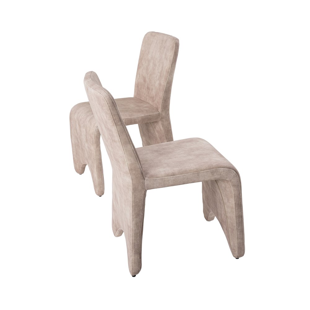 Modrest Ditka - Modern Beige Velvet Dining Chair (Set of 2)